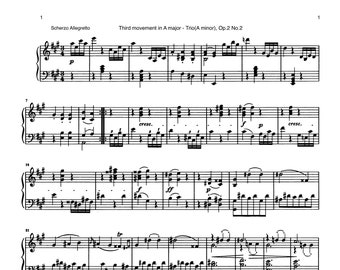 Piano Music Sheets - Piano Sonata No. 2 in A major - 3rd movement, Op.2 No.2 solo by Beethoven