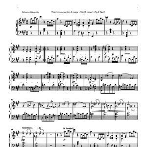 Piano Music Sheets - Piano Sonata No. 2 in A major - 3rd movement, Op.2 No.2 solo by Beethoven