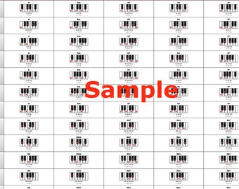 Visual Guide - Piano Chords Reference Chart - For Students, Teachers & Musicians | Landscape Layout | All 60 Chords - Digital Download