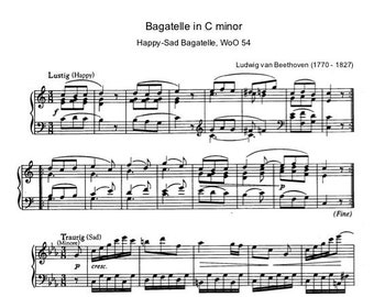 Piano Music Sheets - Bagatelle in C minor "Happy-Sad" WoO 54 by Beethoven - PDF download