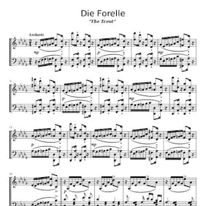 Piano Music Sheets - Die Forelle &quot;The Trout&quot; - Franz Schubert - Piano - Digital Download