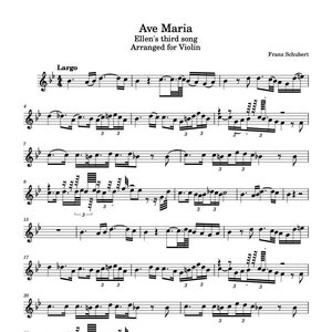 Noter för violin - Ave Maria Ellens tredje sång arrangerad för violin - Franz Schubert - Digital nedladdning