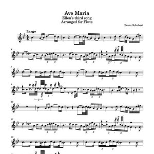 Noter för flöjt - Ave Maria Ellens tredje sång arrangerad för flöjt - Franz Schubert - Digital nedladdning