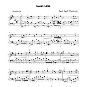 Piano Music Sheets - Swan Lake - Opus 20 - Pyotr Ilyich Tchaikovsky - Digital Download