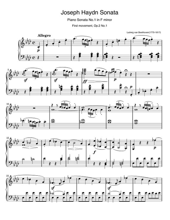 ピアノ楽譜 ベートーベン ピアノ ソナタ 無料楽譜】ベートーヴェン「ソナタ 第19番 ト短調 Op.49-1」