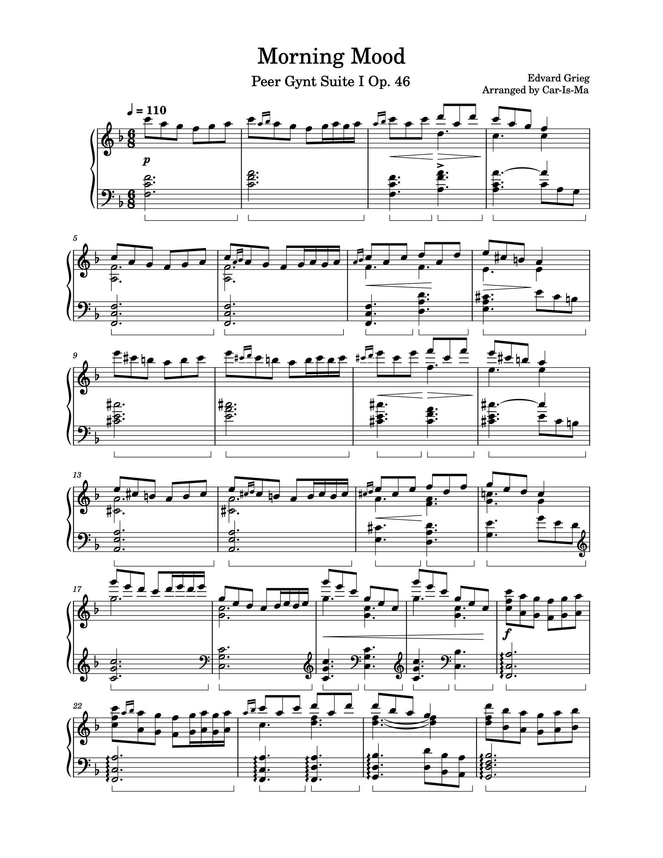 Piano Music Sheets - Morning Mood - Peer Gynt Suite I - Opus 46 - Edvard Grieg - Physical Paper Sheet Music