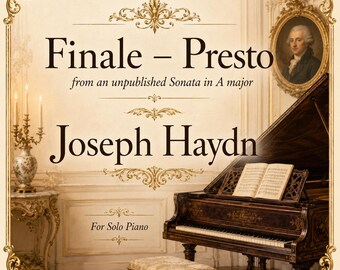 Piano Music Sheets - Finale – Presto - from an unpublished Sonata in A major - Joseph Haydn - Physical Paper Sheet Music