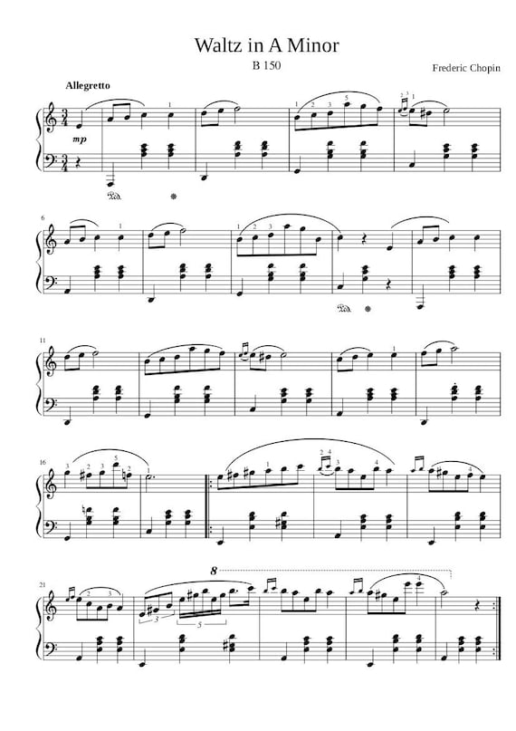 chopin waltz in a minor sheet music download