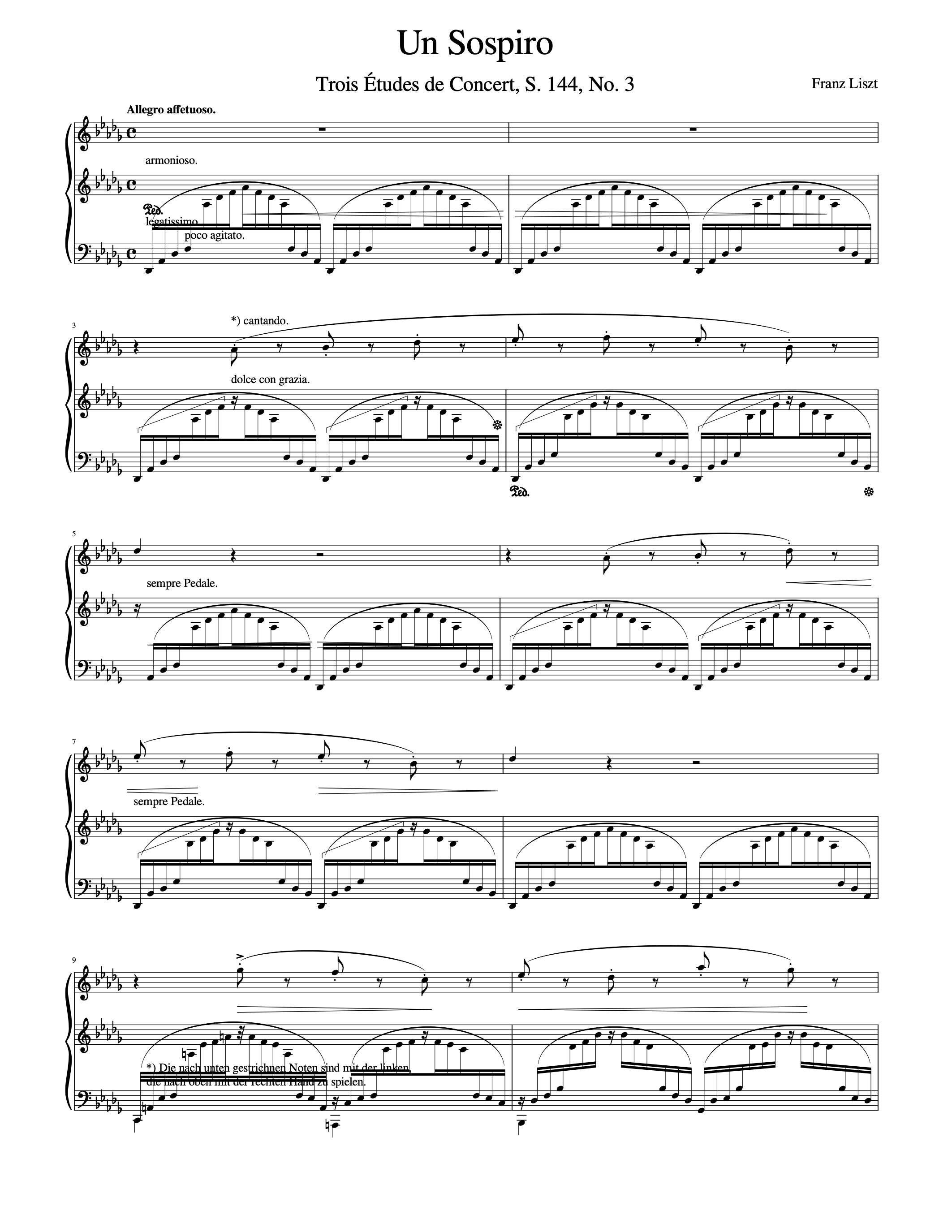 Piano Music Sheets - Un Sospiro - Trois Etudes de Concert - S. 144 No. 3 - Franz Liszt - Digital Download Sheet Music