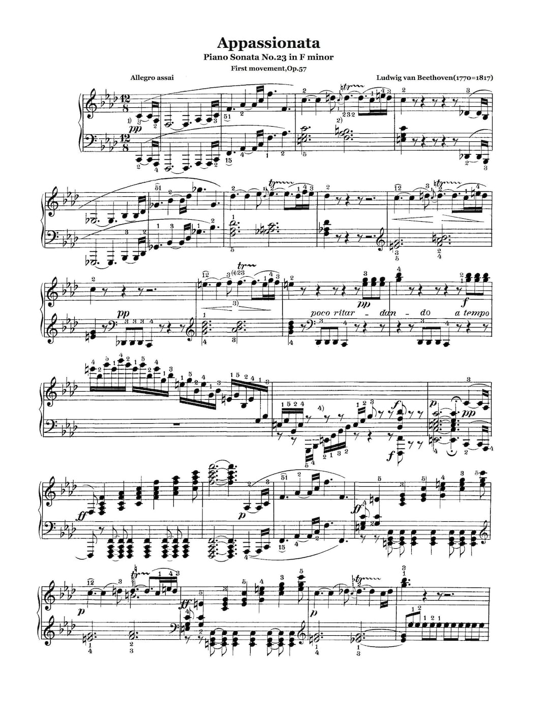 ベートーヴェン ソナタ 熱情 op.57 自筆草稿ファクシミリ　音楽之友社 ピアノ楽譜 - ピアノソナタ第23番ヘ短調Op. 57「熱情