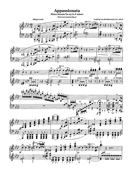 Piano Music Sheets - Piano Sonata No.23 in F Minor, Op. 57