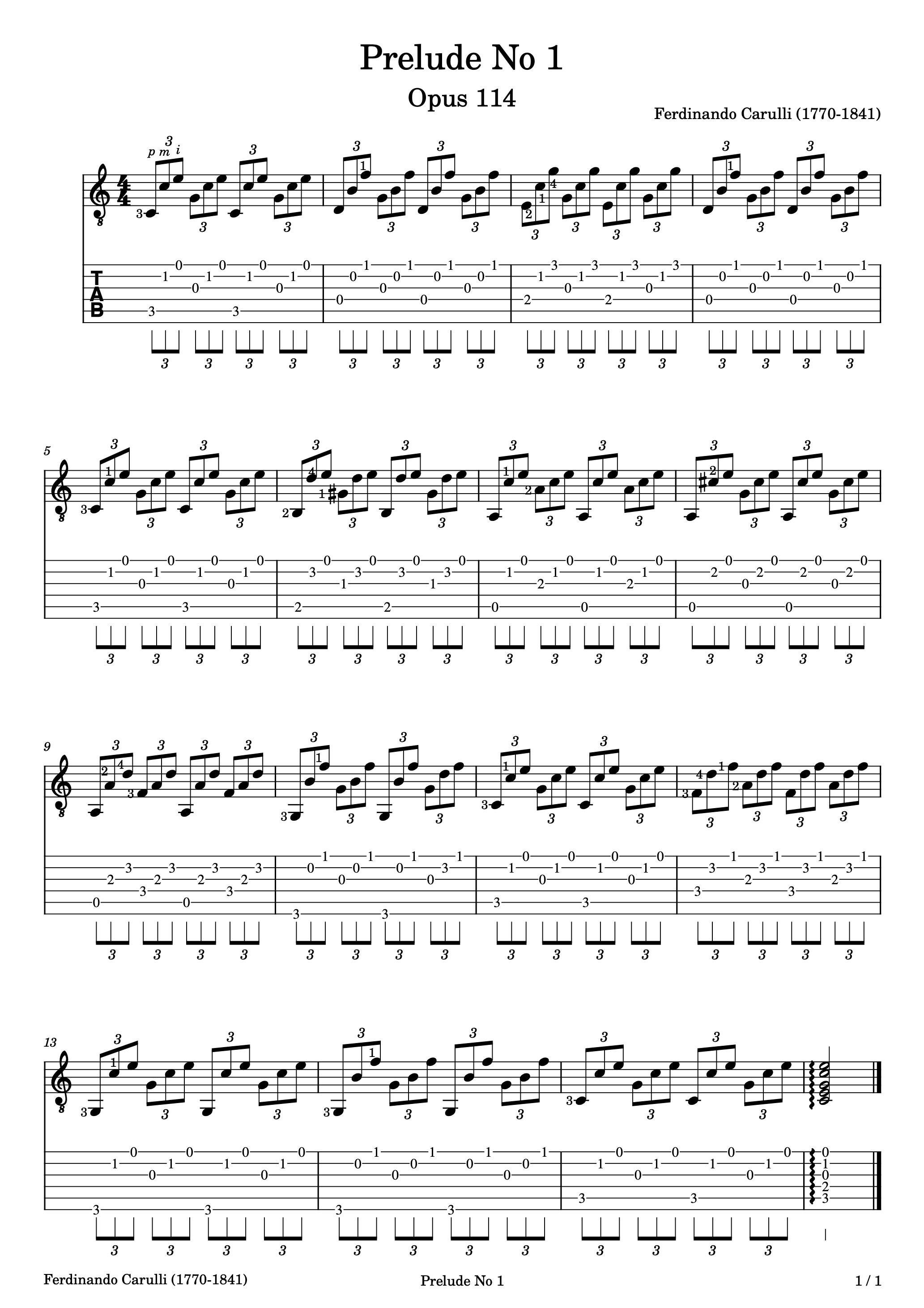 Guitar Music Sheets - Prelude No. 1 - From 24 Preludes - Opus 114