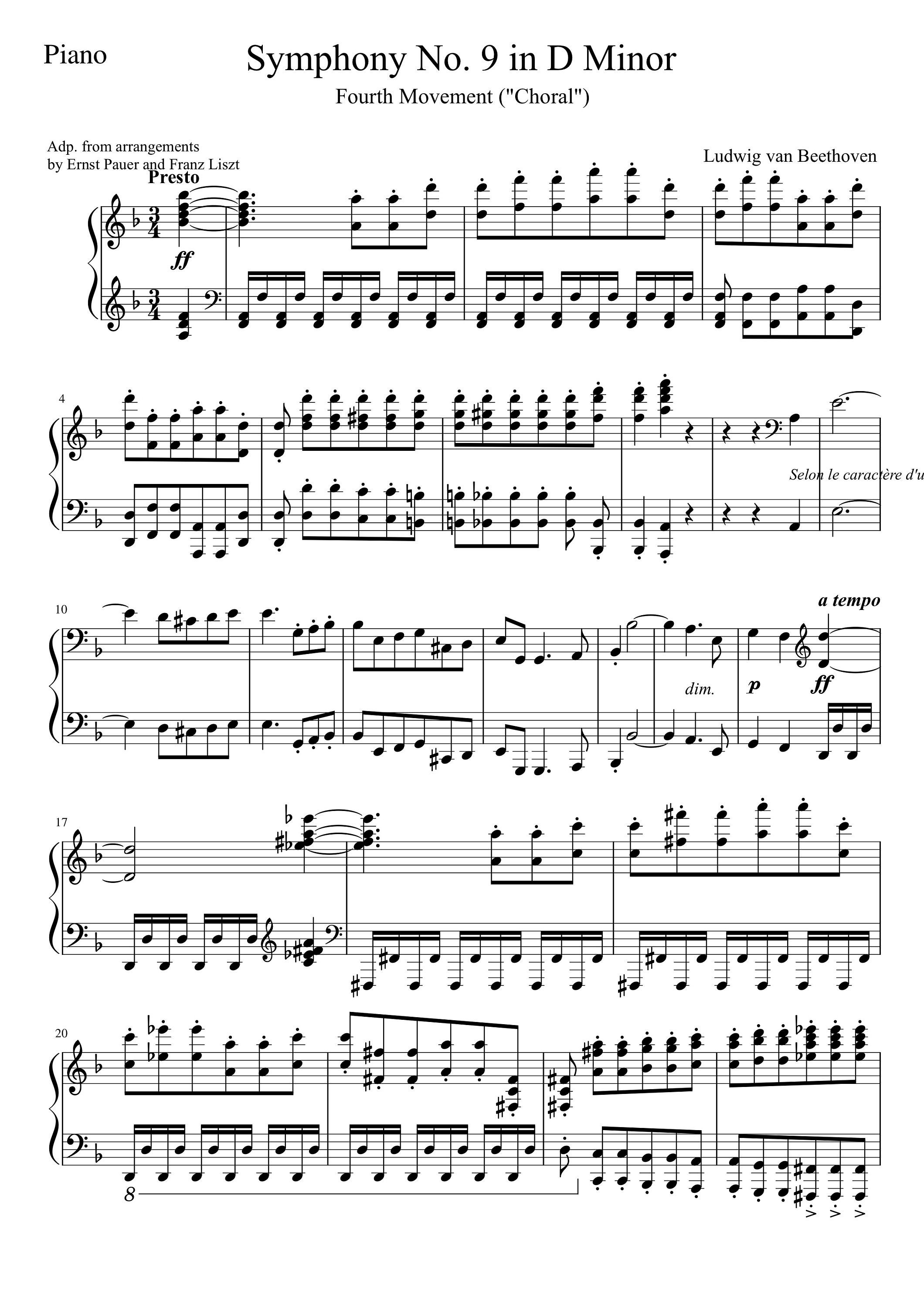 Piano Music Sheets Symphony No. 9 in D Minor 4th Movement Solo choral Piano by Beethoven Etsy