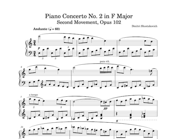 Piano Music Sheets - Piano Concerto No 2 in F Major - Second