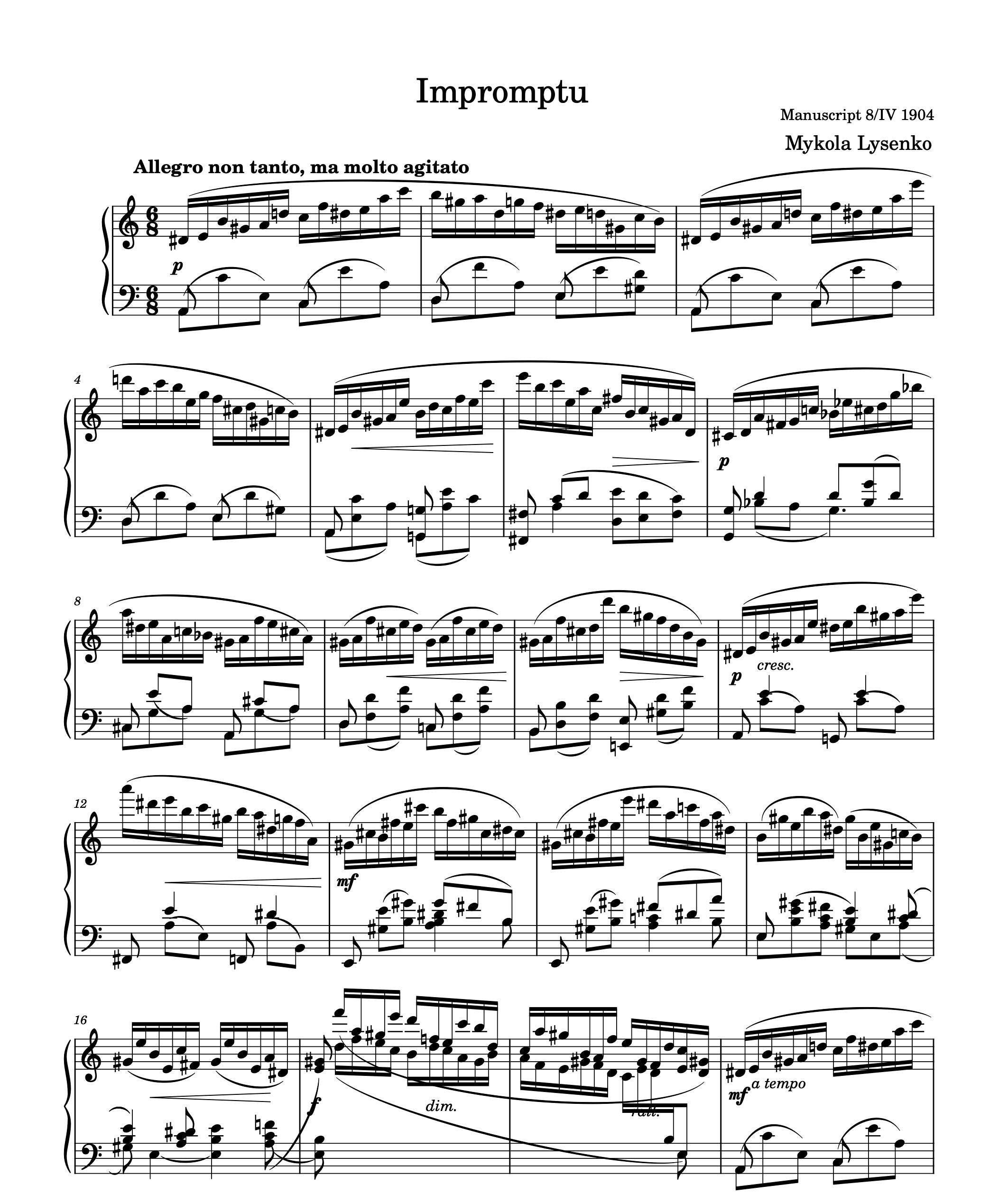 Piano Music Sheets - Impromptu in A Minor - Manuscript 8 IV 1904