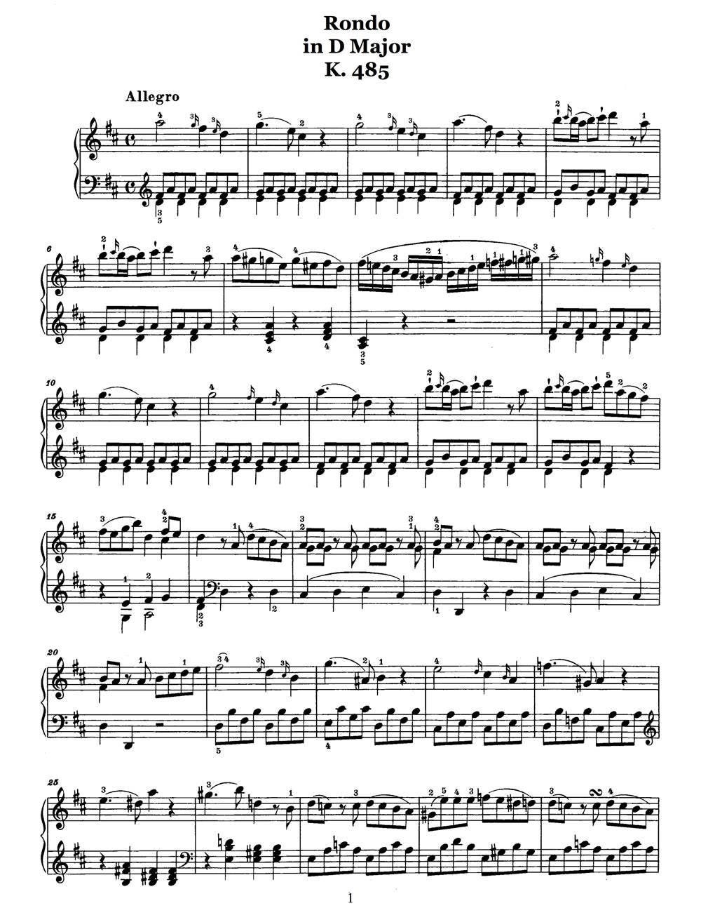 ピアノ楽譜 - ヴォルフガング・アマデウス・モーツァルト作曲