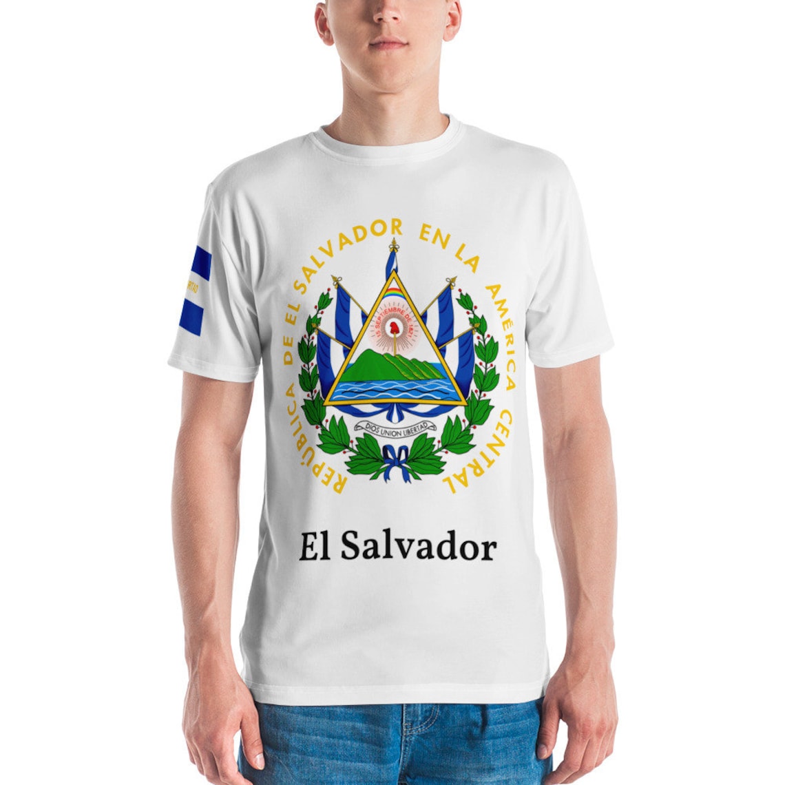 El Salvador Camiseta Con El Escudo Etsy
