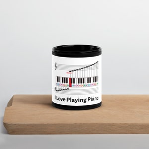I Love Playing Piano Black Glossy Mug