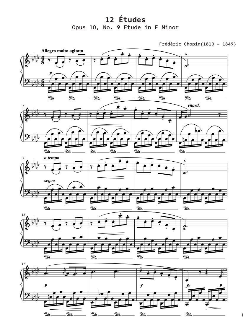 【ショパン】楽譜9冊セット 新品未使用多数! Piano Music Sheets - 12 Etudes Opus 10 No 9 Etude in F Minor