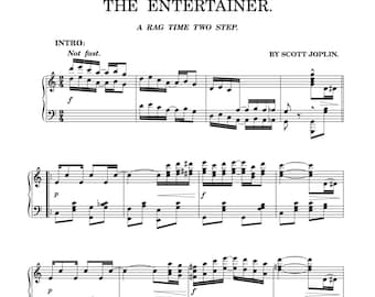 Piano Music Sheets - The Entertainer - A rag time two step - Scott Joplin - Physical Paper Sheet Music