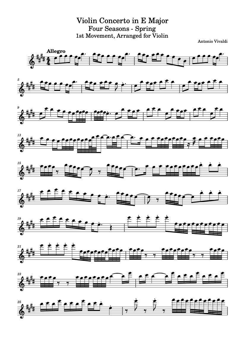 Violin Music Sheets Violin in E Major Opus 3 265 Etsy
