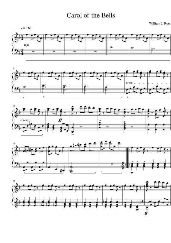 Spartiti per pianoforte Canto delle campane di William J Ross Piano  Download digitale -  Italia