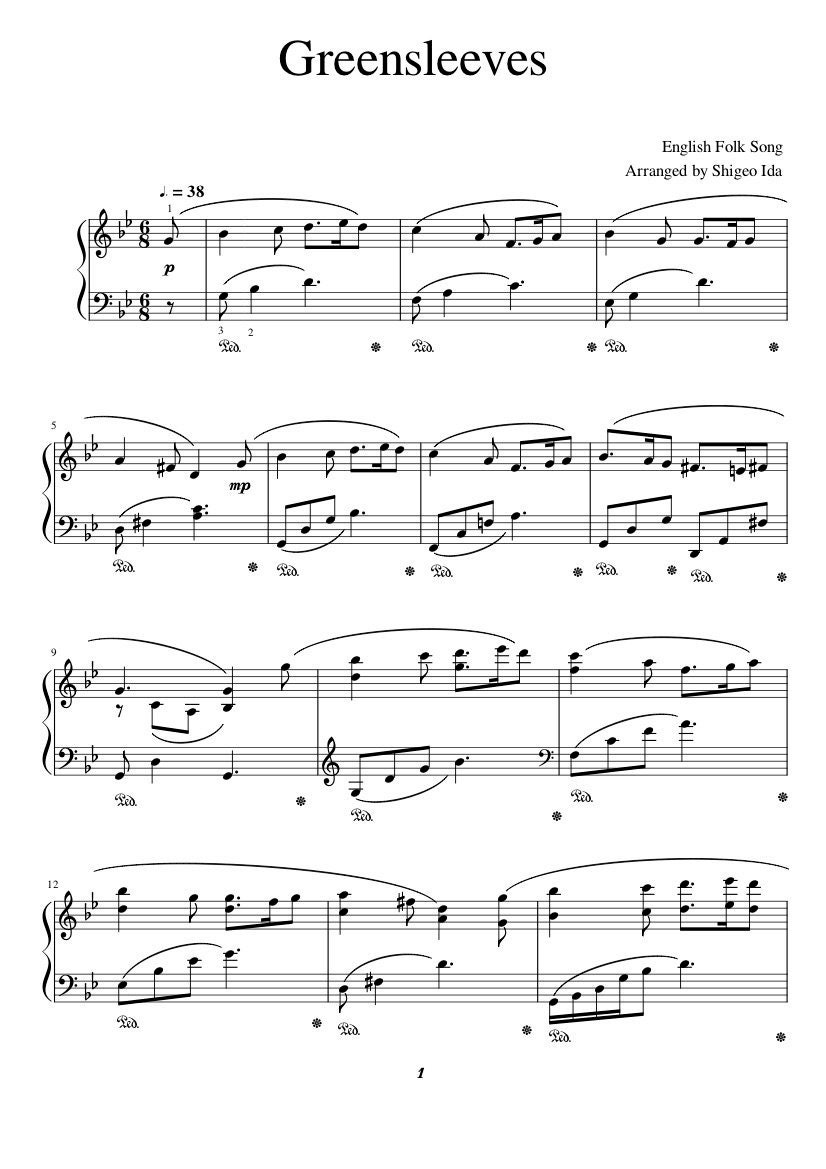 12inchLP／Greensleeves ENGLISH folk songs Piano Music Sheets - Greensleeves - English Folk Song