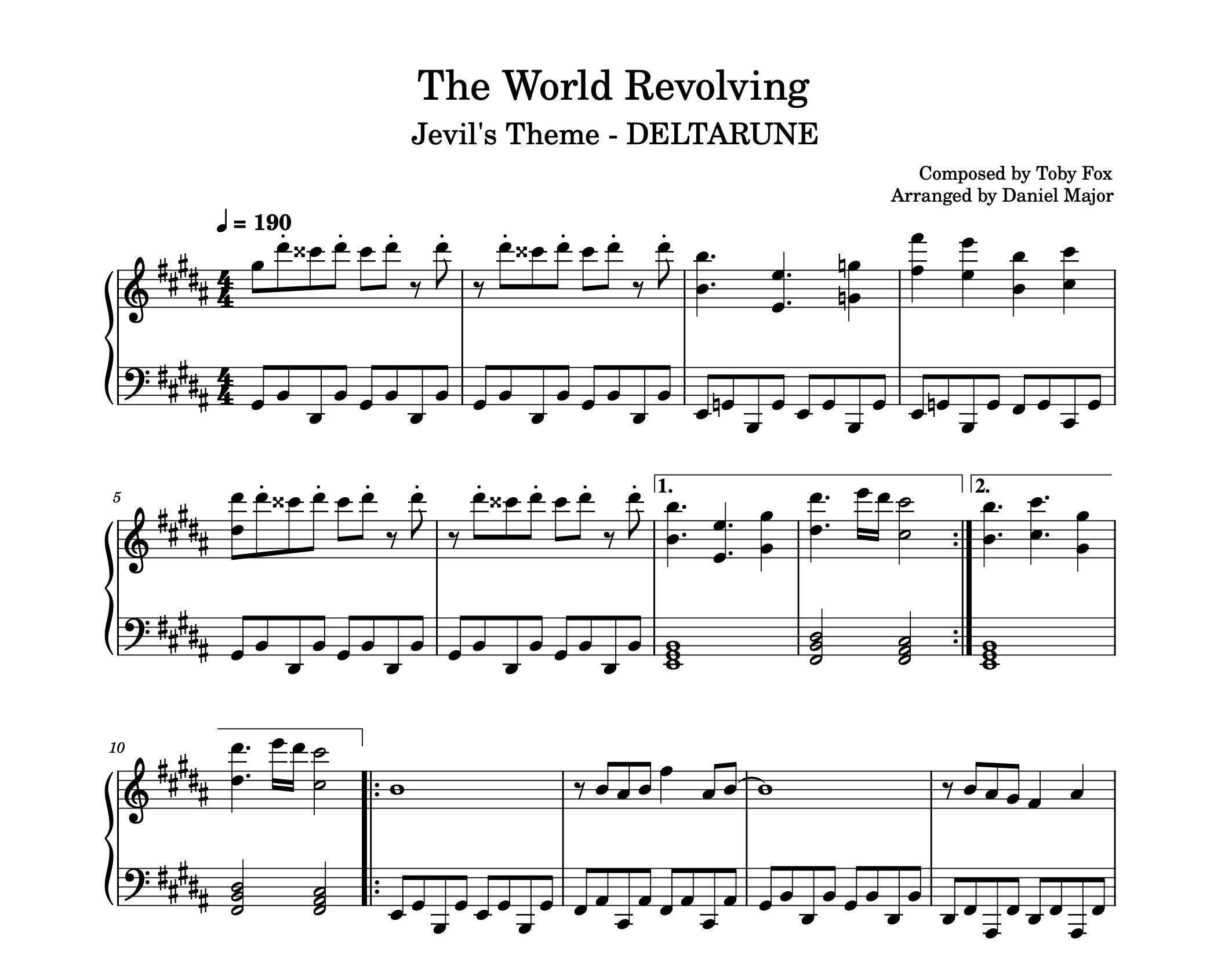 ピアノ楽譜 - The World Revolving - Jevil's theme - Deltarune