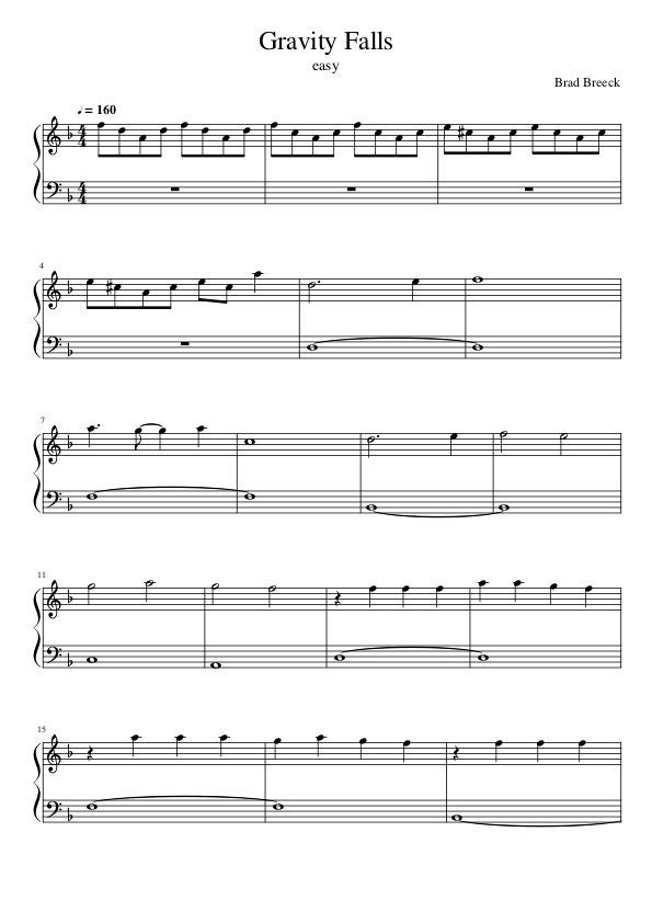 Easy Gravity Falls Theme Song Piano Sheet Music With Letters Piano Music Sheets - Gravity Falls Theme - Easy Version - Piano