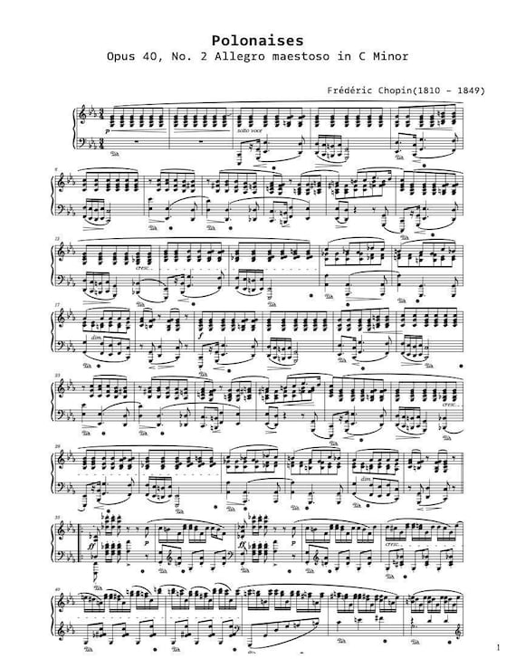ピアノ楽譜 - ポロネーズ 作品40第2番 アレグロ・マエストーソ ハ短調