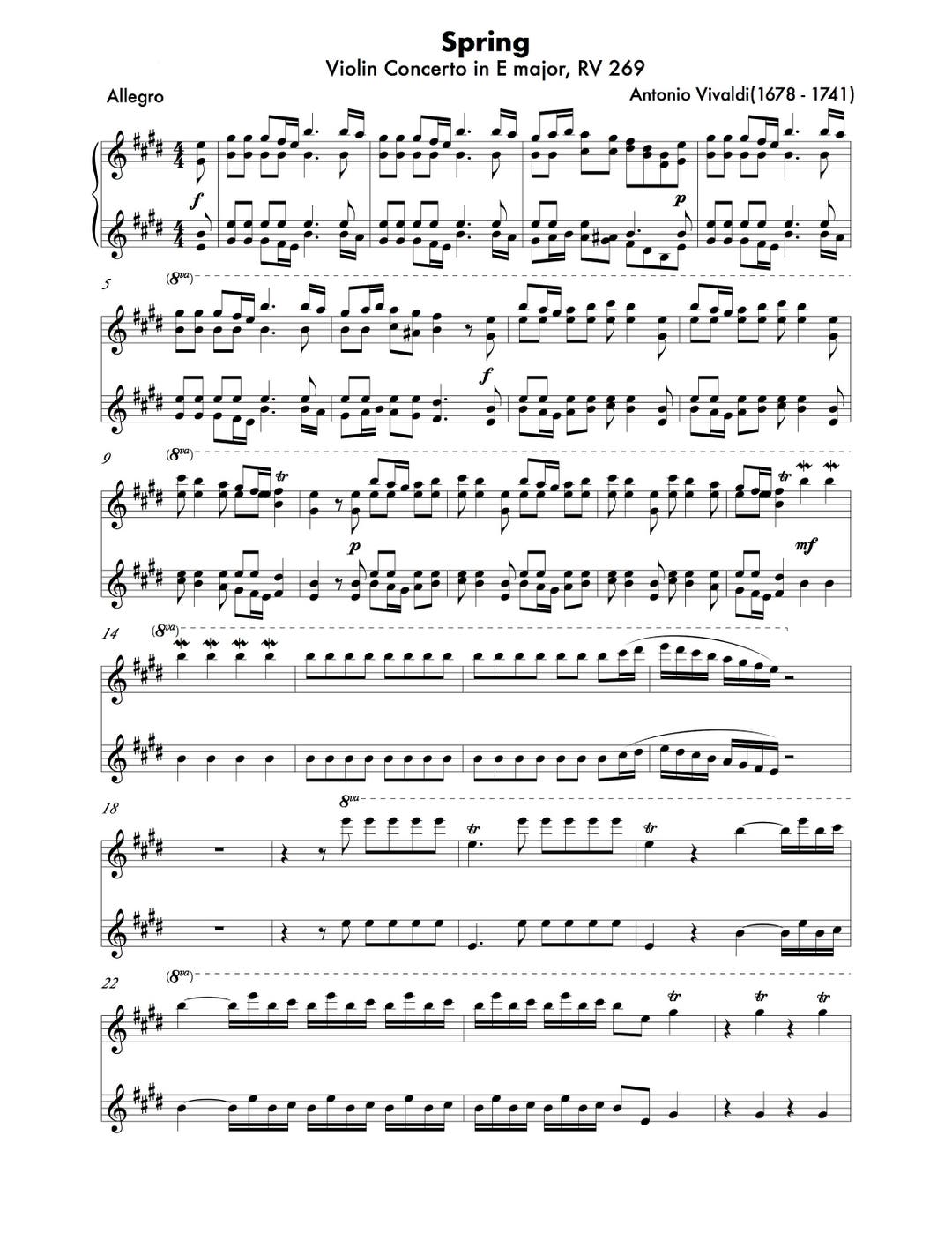 Piano Music Sheets the Violin Concerto 1 - Etsy