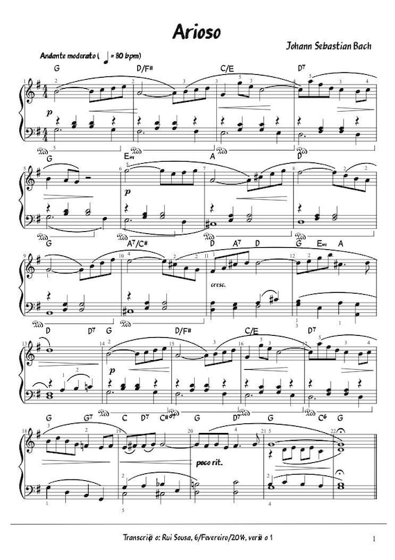 Andes Transparentemente Reparador Piano Music Sheets Arioso Largo Concerto in F minor BWV - Etsy España Andes Transparentemente Reparador Piano Music Sheets Arioso Largo Concerto in F minor BWV - Etsy España