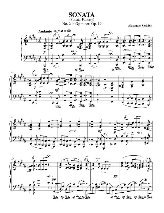ピアノ楽譜 - ソナタ幻想曲 - ソナタ第2番 嬰ト短調 - 作品19 - 2楽章