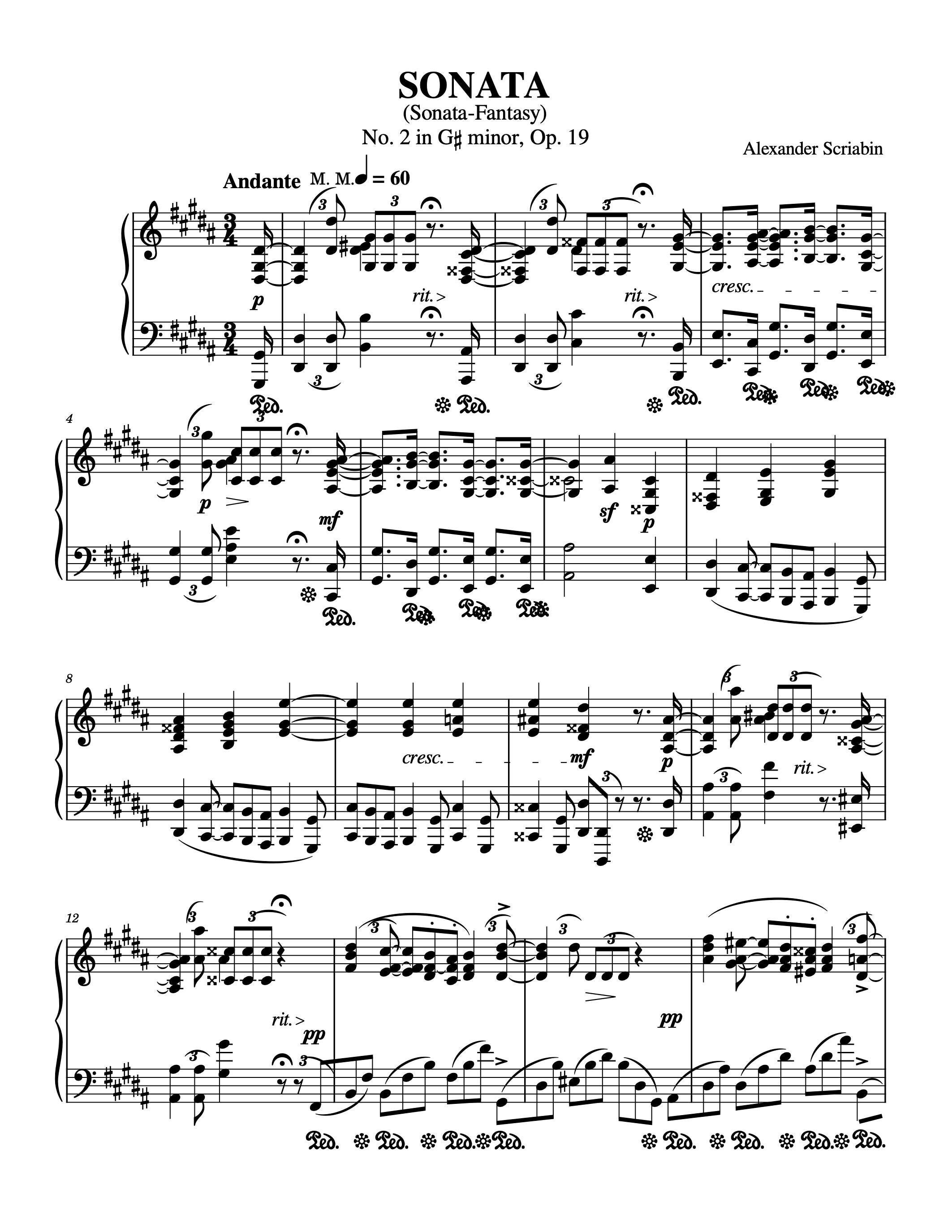 ピアノ楽譜 - ソナタ幻想曲 - ソナタ第2番 嬰ト短調 - 作品19 - 2楽章