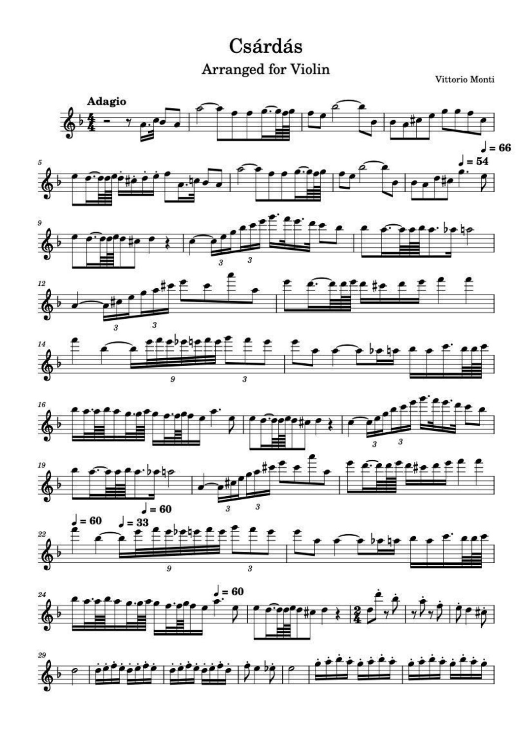 Czardas Violin Notes injetprint