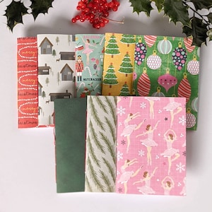 Pocket Christmas Notebook - Hand Stitched A6 Blank Journal