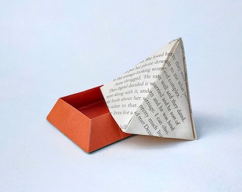 Burnt Orange Origami Pyramid Box: Book Paper Wedding Favour, gift box