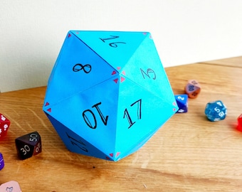 Giant Paper d20 Dice: Folded Fates Origami Die, DnD compatible