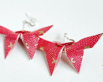 Origami Butterfly Earrings | Sterling Silver, Washi Paper | First Anniversary Gift