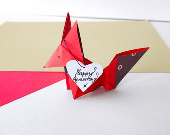 Ich liebe dich, Fuchs | Geburtstagskarte | Origami-Jubiläumsgeschenk | Ich denke an Dich Karten | Freundin, Freundkarte | 3D, freistehende Karte