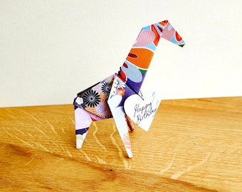 Origami Giraffe card | Japanese Birthday giraffe gift | anniversary