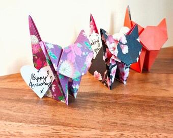 Origami Cat Card | Handmade Anniversary Gift | Good Luck Charm