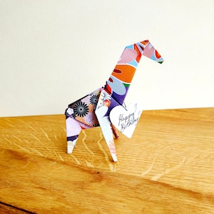 Carte girafe en origami | Cadeau d'anniversaire japonais girafe | anniversaire