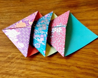Origami Corner Bookmark: Japanese Paper Set of 3