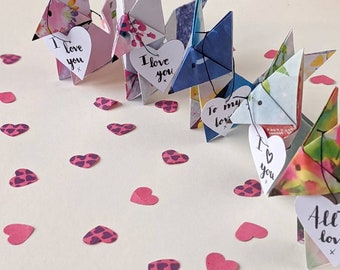 Biglietto di auguri con volpe origami: biglietto di auguri giapponese per compleanno e festa della mamma.