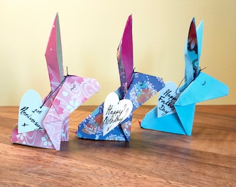 Biglietto di auguri con coniglietto origami / Biglietto di compleanno con coniglio giapponese