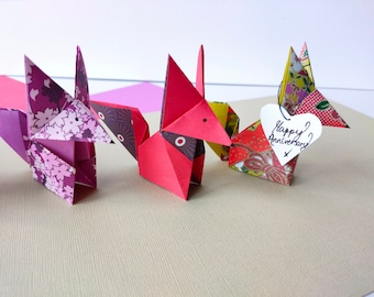I Love You Fox Card | Handmade Origami Anniversary Gift