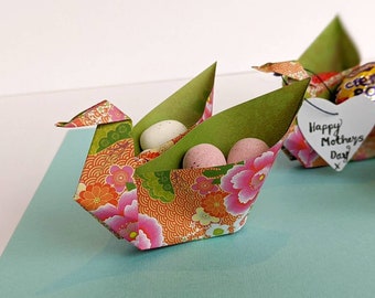 Swan egg basket | japanese origami greetings card | kids, adult origami card