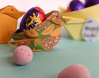 Easter Chick egg baskets | japanese origami greetings card | kids origami present