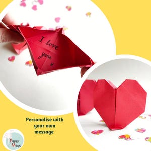 Biglietto "Ti amo" a forma di cuore / Messaggio personalizzato all'interno / Regalo di anniversario origami / Biglietto per la festa del papà / Biglietto 3D indipendente